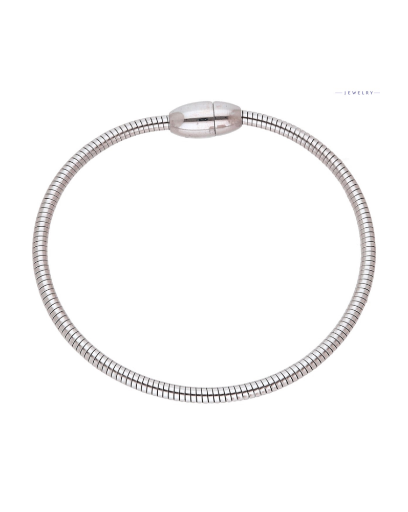 BRANSOLETKA NA RĘKE STALOWA KOLORU SREBNEGO ZAPINANA NA MAGNES